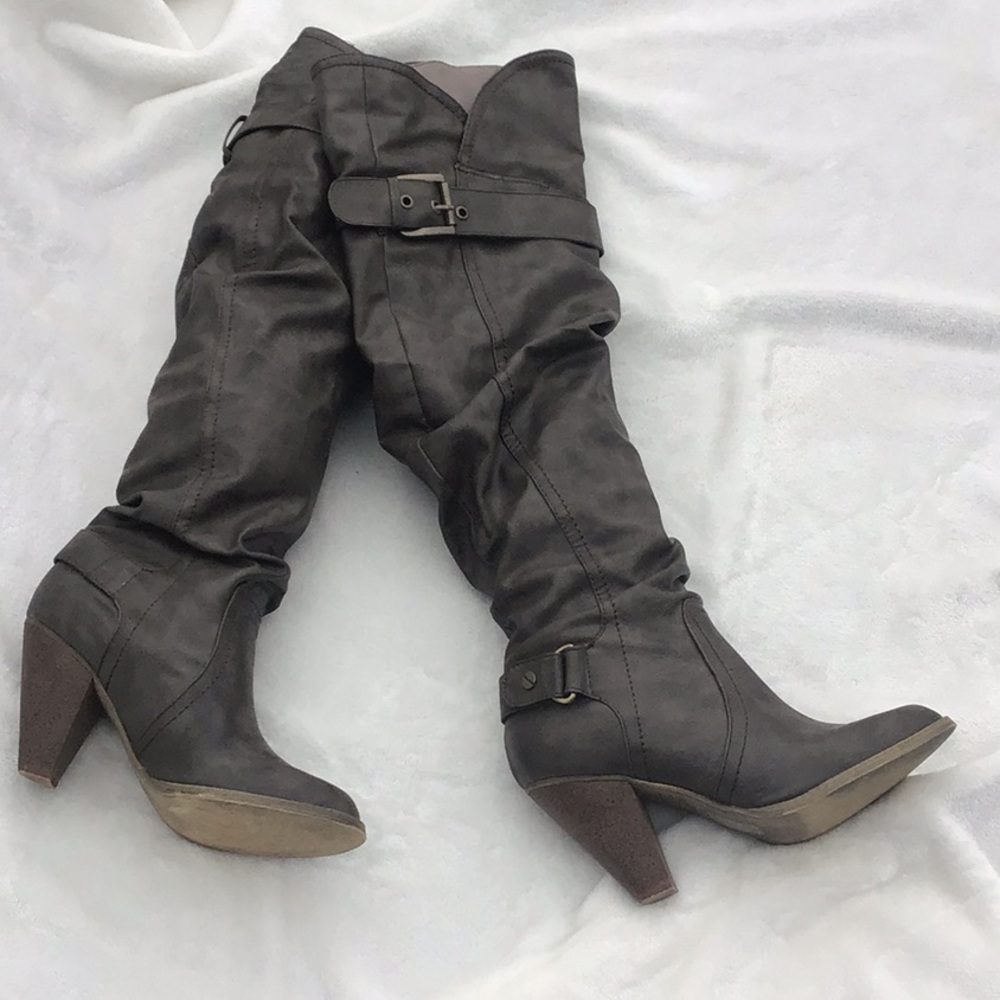 Aldo Motayen Over the Knee Gray/Taupe Heeled Boot